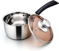 E-far 1 Quart Stainless Steel Saucepan with Glass Lid - Easy Clean & Rust-Free Cookware