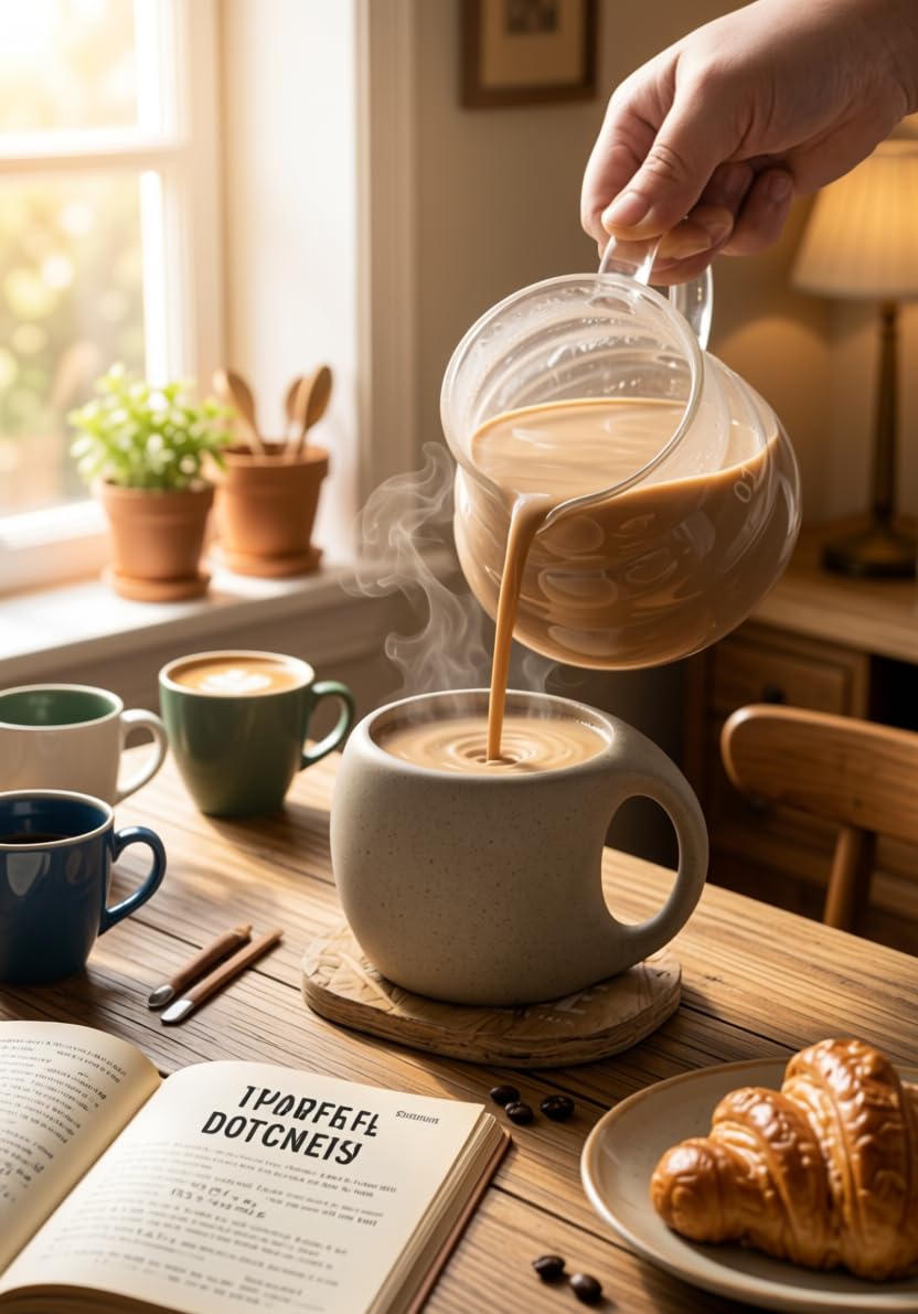 SYJAN HOME Ceramic Cappuccino Cups with Handle,6 oz Ceramic Coffee Mug Set of 4,Clay Espresso Cups for Double Shots,Small Coffee Cups for Latte,Cafe,Mocha,Tea Cups (Natural Beige,6 OZ)
