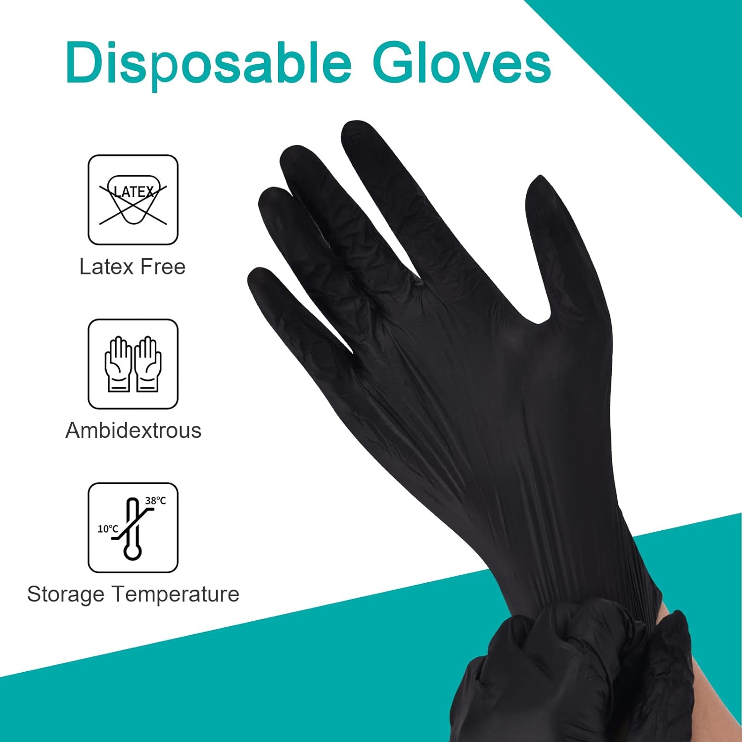Schneider Black Vinyl Exam Gloves - 4 Mil Thickness, 12-Inch Extended Cuff | 100-Count Box (Medium)