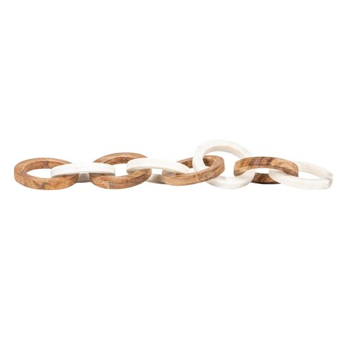 Creative Co-Op Acacia Wood and Marble Chain with 8 Links