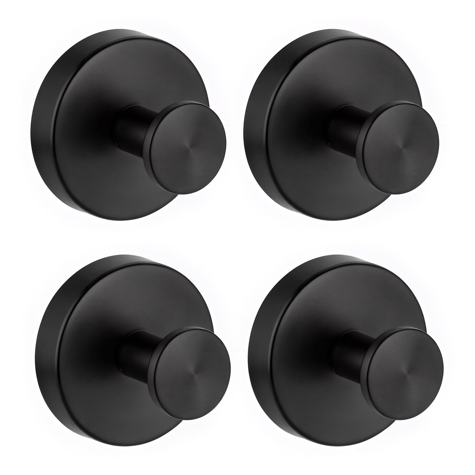 Rise age Suction Cup Hooks for Shower, Removable Towel Hooks for Bathrooms Wall Window, Glass No Drill Hooks for Hanging Wreath, Robe, Loofah 4 Pcs (Black, 4 PCs)
