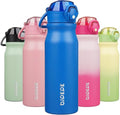 BJPKPK 25oz Insulated Water Bottle - Stainless Steel, BPA-Free, Leak-Proof | Blue with Straw & Lockable Lid