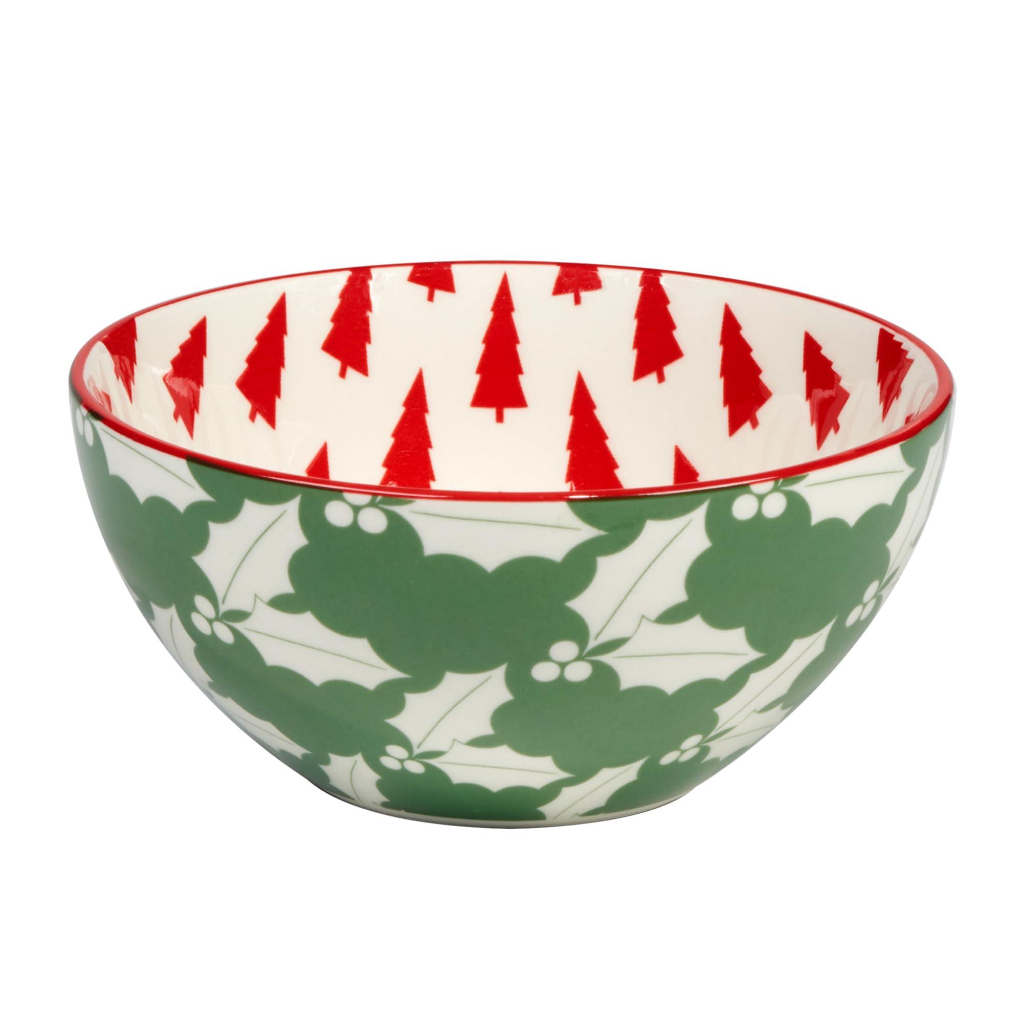 Winter Medley 13 oz All Purpose Bowls – Set of 6 Porcelain Holiday Serving Bowls for Ice Cream, Snacks, or Sides – Festive Assorted Designs for Christmas Entertaining
