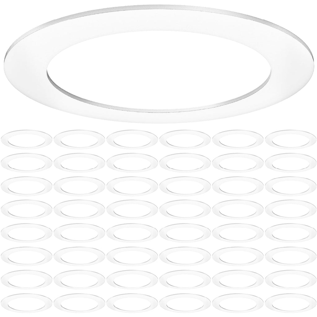 Sunco 48 Pack Goof Rings for 6 Inch Recessed Lights, Flush Mount White Can Light Trim Ring Cover, Outer Diameter 8.6 Inch, Inner Diameter 6.2 Inch, Paintable Surface, Matte Finish.