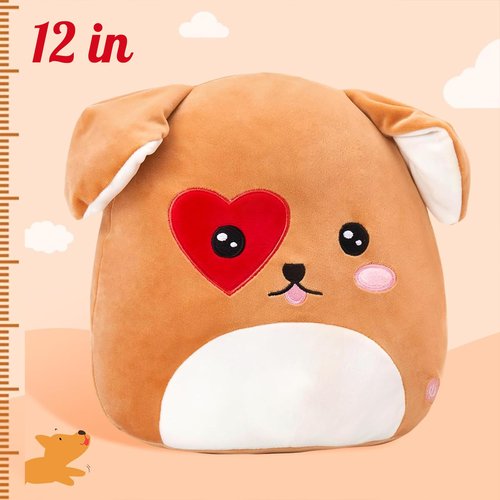 CozyWorld 12 in Valentines Puppy Dog Plush, Light up Valentines Stuffed Dog with Heart, Original Squishy Pillow with Colorful Night Lights Valentine Gifts for Kids Girls Boys Girlfriend