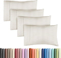 King Standard Pillow Cases - Soft Hotel Quality Covers for Comfy Bedding | Set of 4 Beige Stripes