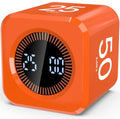 COWVTUJ Digital Pomodoro Timer Cube 5/10/25/50min, Visual Productivity Flip Timer for Kids Classroom Desk, Custom Countdown, Silent and Sound Mode for ADHD Study Work Game Kitchen (Orange)