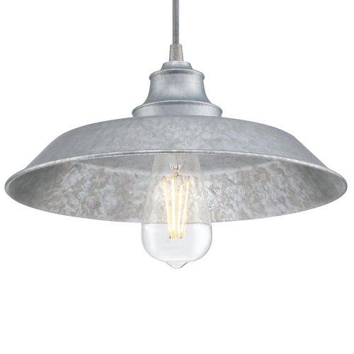 Westinghouse 6117000 Iron Hill Vintage-Style One-Light Indoor Pulley Pendant Light, Galvanized Steel Finish, Metal Shade