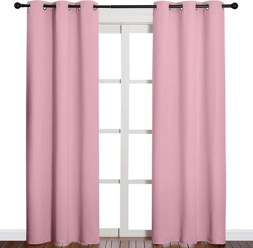 NICETOWN Blackout Curtains - Thermal Insulated Grommet Drapes for Office & Theater | Crystal Pink, 84 Inches