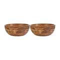 Fitz and Floyd Caleb Acacia Wood Salad Serve Bowl, 11 Inch, Brown (Pack of 2)