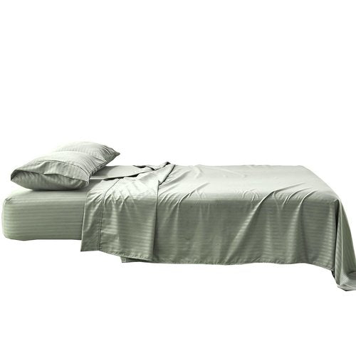 Kingnex Striped Sofa Bed Sheets Queen for Sleeper Sofa Bed Soft Double Brushed 4 Piece Bedding Pillowcase Set (60"x74"x6") Sage
