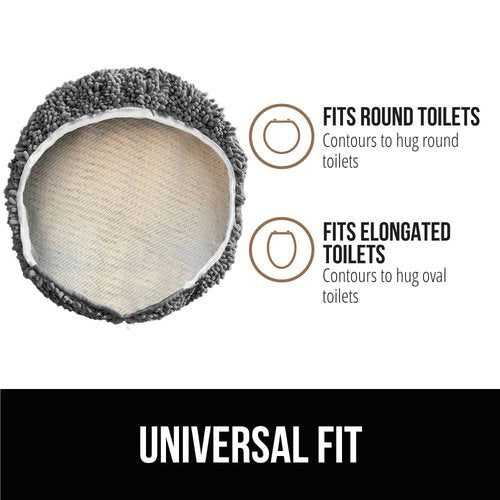 GORILLA GRIP Chenille Bath Rug and Toilet Lid Cover, Both in Gray Color, Bath Rug Size 36x24, Toilet Lid Cover Size 17.5x15, Both Machine Washable, 2 Item Bundle