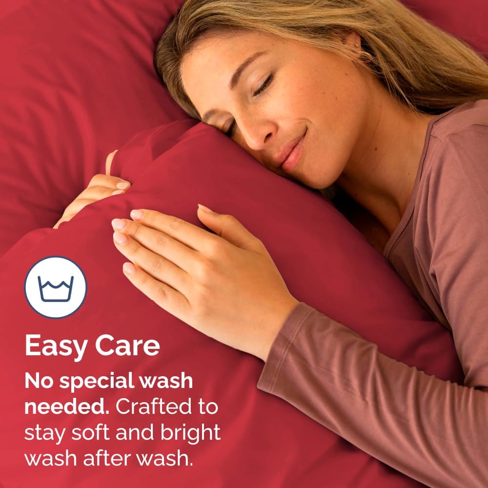 Skiennix Body Pillowcases Set of 4 | Soft & Cozy 20x54 Long Pillow Covers - Breathable, Fade-Free, Machine Washable - Red