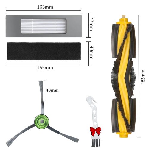 17 Pack Replacements Parts for Ecovacs Deebot Ozmo 920/950/T5/T8/T8MAX T8Power T8aivi T8+/ N8+/N8 Pro/ N8 Pro Plus Accessories, 2 Roller Brushes, 10 Side Brush, 4 Filter