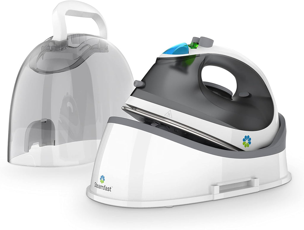 Steamfast SF-760 Portable Cordless Steam Iron - Non-Stick Sole Plate & Carrying Case - White
