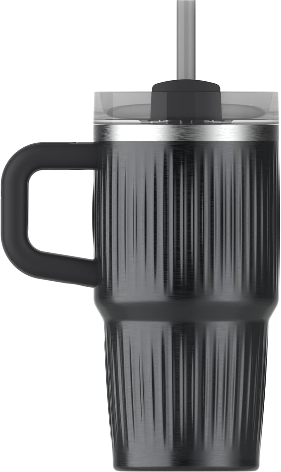 STANLEY Quencher H2.0 Tumbler - 20 oz Insulated Stainless Steel Cup with Handle & Straw | BPA-Free | Fluted Black