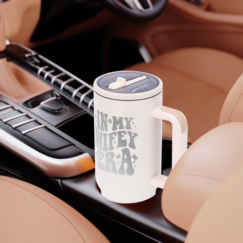 JETIKON 40oz Stainless Steel Insulated Tumbler with Handle and Straw - In My Wifey Era - Perfect for Bride, Bachelorette, Wedding Gifts