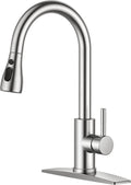 FORIOUS Kitchen Faucet - Pull Down Sprayer, Brushed Nickel Finish, High Arc Design for Farmhouse & RV Use