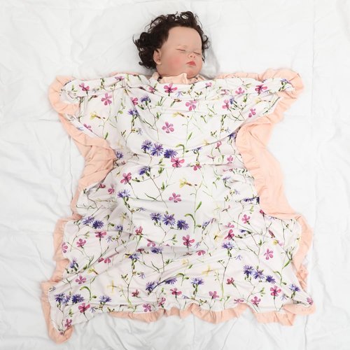 runzhuoyang Baby Blankets for Girls,Bedding for Baby and Toddler,Ruffle Blanket for Kids,Soft,Comfy Blankets.Size 40"x33",Viscose Made from Bamboo Prints are Floral