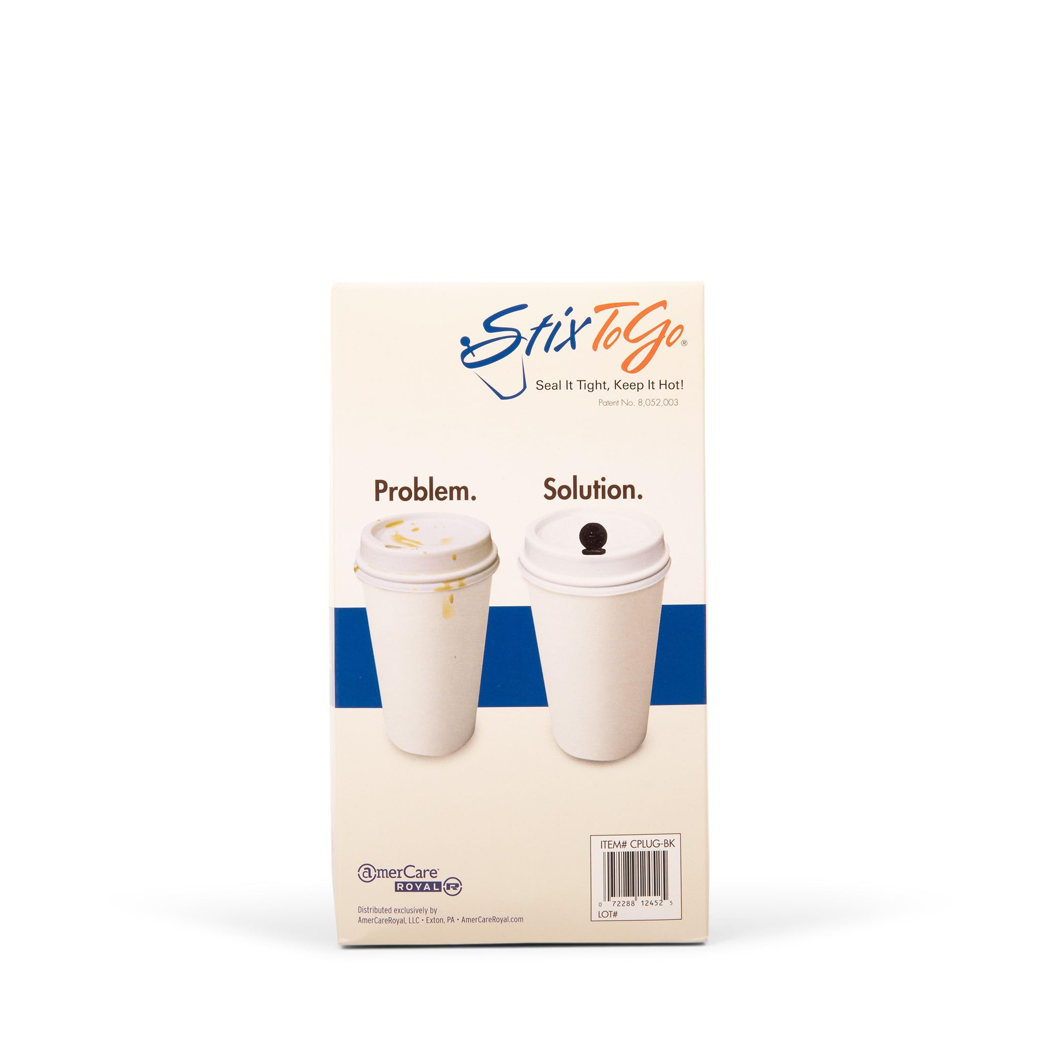 StixToGo Beverage Plugs - Leak Prevention Coffee Accessory for Hot Drinks, Disposable Coffee Stoppers, Fits Standard Lids - Black, 2", Pack of 400