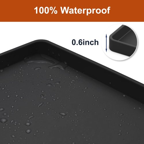 ukeetap Extra Thick Silicone Mat Waterproof with Raised Edge 34" x 22", Under Sink Mat for Kitchen & Bathroom, Kitchen Cabinet Liner, Multi-Purpose for Storage & Protection, Black