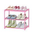 HITHIM 3-Tier Pink Shoe Racks for Women/Girls/Kids' Closet, Small Shoe Storage for 5-7 Pairs, Lightweight Stackable Shoe Shelf Organizer for Entryway, Front Door Entrance, Bedroom