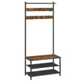VASAGLE Hall Tree with Bench and Shoe Storage, Entryway Bench with Coat Rack Stand and Shoe Rack, 9 Movable Hooks, Top Bar, Fabric Shelves, Industrial, Rustic Brown and Black UHSR411B01