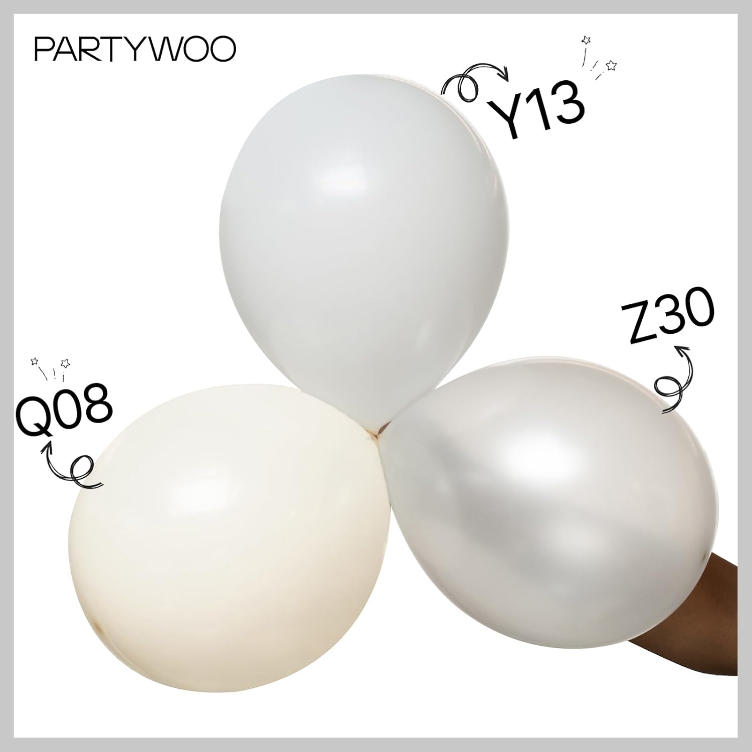 PartyWoo Pearl White Balloons - 128-Piece Metallic Latex Balloon Arch Kit for Weddings & Parties | 5-12 Inch Sizes