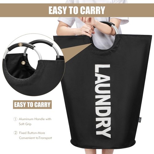 DOKEHOM 90L Large Laundry Basket - Collapsible Freestanding Hamper for Easy Storage | Black