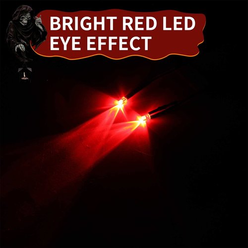 Treela 6 Pcs Halloween Glowing Red Eyes LED Light Eyes Cosplay Light up Prop for Mask Skeleton with Effects Controller(Red)