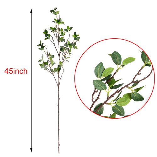 Antspirit 6pcs Faux Stems Artificial Branches for Vase Artificial Stems Artificial Greenery Stems Faux Green Stems Artificial Eucalytus Branches Fake Stems(42"/Each Branch) (6, Green)