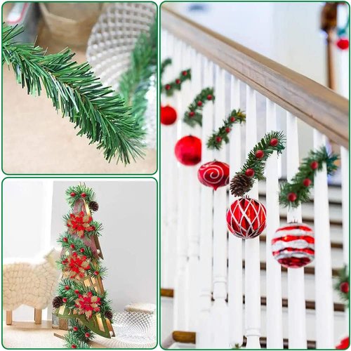Christmas Garland - 54FT Christmas Garlands Set Artificial Green Plant Garland for Festival Wedding Party Hotel Shopping Mall Staircase Fireplace Decoration(Christmas Decoratins/Gifts)