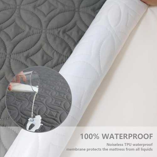 FELTYBED Twin Size Waterproof Mattress Protector - Soft Grey Bed Cover | Breathable & Noiseless Design
