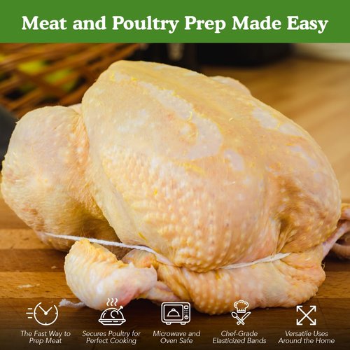 Regency Wraps Trussing Bands, 7" Cotton Elastic Poultry Loops, Pack of 50, Oven and Food Safe for Making Rotisserie Chicken, Roasting Turkey, Forming Roasts