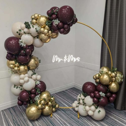 HKYOOD 150Pcs Burgundy Balloon Garland Arch Kit - Birthday Party Decorations with Metallic Rose Gold Maroon White Gold Balloons for Baby Shower Valentines Day Bridal Shower Wedding Prom Decorations