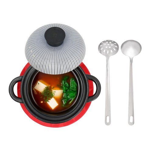 Captain Cranberry Small Japanese Donabe Pot Set for 1-2 people (5-piece, 50.7oz with lid), Small Donabe Claypot, Clay Cooking Pots, Earthenware, Korean Stone Pot, Casserole Claypots, Chinese Stew
