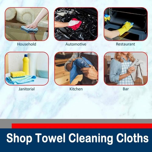 Simpli-Magic Cotton Shop Towels 14"x12" (90 Pack) – Reusable Cleaning Shop Rags for Automobiles, Industries, Garage and Homes (Blue)
