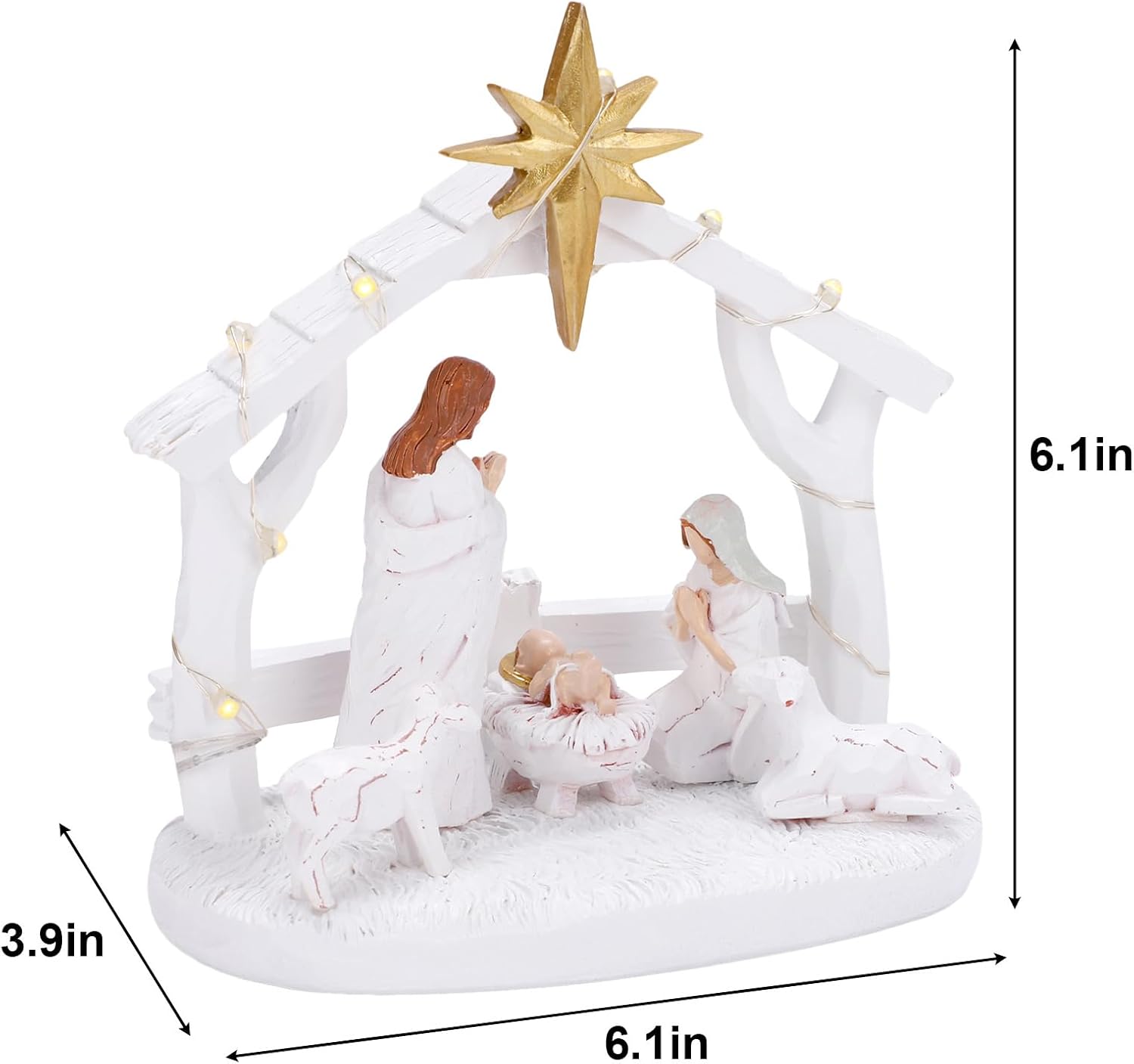 Regine Switzerland Nativity Scene - Hand-Painted Holy Family Figurine with Lights | Christmas Tabletop Decor