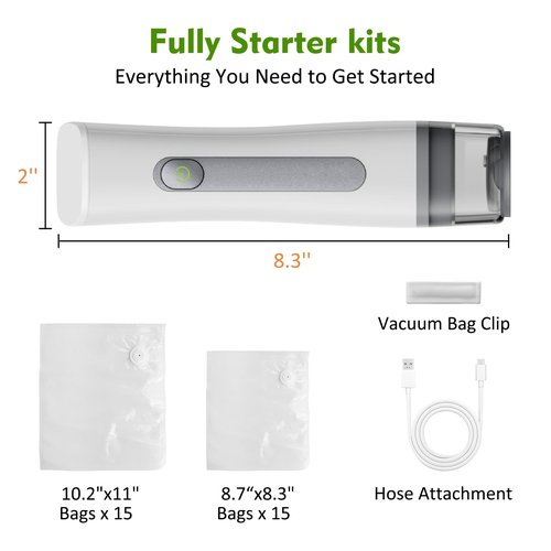 Compact Vacuum Sealer Machine Set, Vacuum Sealer for Food, Convenient Handheld Both Dry Food and Moist Foods for RV, Boat Galley (Vacuum Sealer and 30 Bags)