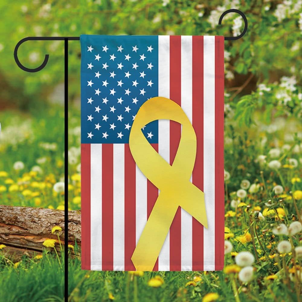 Remember Our Troops Garden Flag - USA Flag with Yellow Ribbon | Double-Sided 12.5x18 Inch Banner