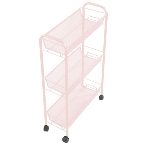mDesign Steel Rolling Utility Cart Storage Organizer Trolley with 3 Basket Shelves for Laundry Room, Mudroom, Garage, Bathroom Organization - Holds Detergents, Hand Soap - Biro Collection, Light Pink