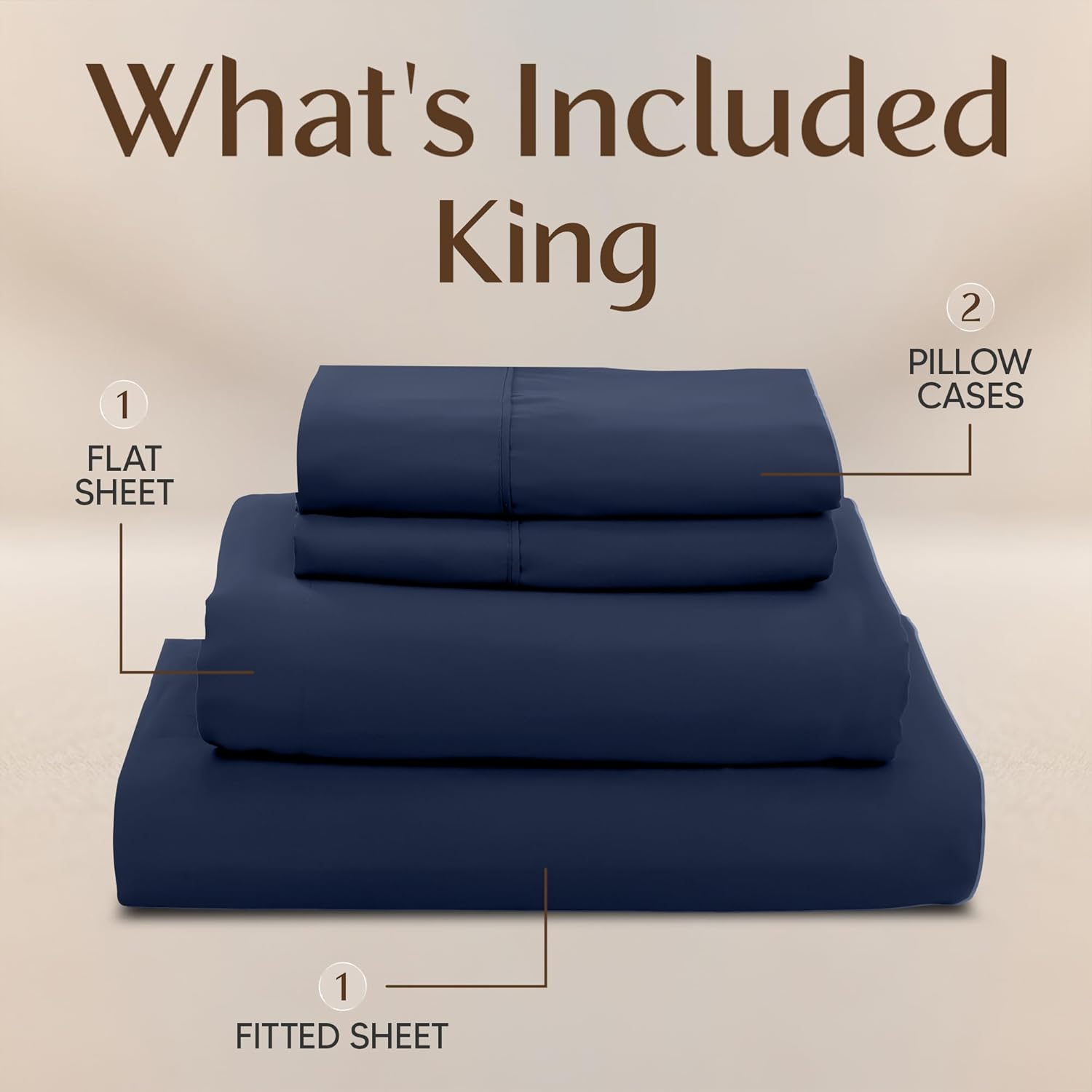 Utopia Bedding King Size Sheet Set - Soft, Breathable Microfiber | 4-Piece in Navy Blue, Oeko-Tex Certified