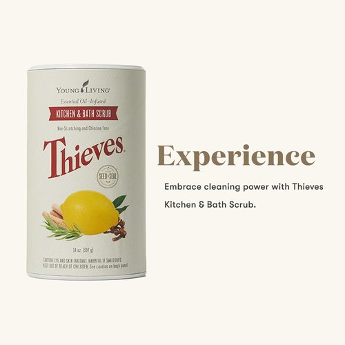 Young Living Thieves Kitchen And Bath Scrub | 14 Oz | Plant-Based Cleaning Formula | Tough On Grease And Grime | Infused With Thieves Essential Oil Blend | Rinses Clean Without Residue