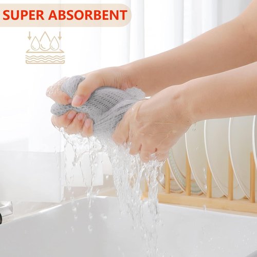 Homaxy 100% Cotton Kitchen Dish Towels - Ultra Soft & Absorbent Quick-Drying | 13 x 28 Inches, 12-Pack, Light Gray