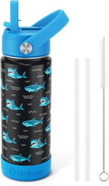 Fimibuke Kids Insulated Water Bottle - 18oz BPA-Free Stainless Steel Tumbler with Straw | Leak-Proof Shark Design