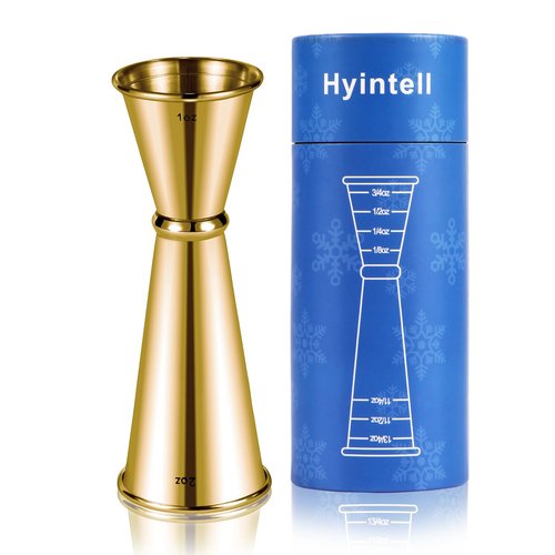 2oz 1oz Premium Japanese Jigger with 7 Measurements Inside for Bartender, 304 Stainless Steel Heavy-Duty Jigger, Bar Accessories for The Home Bar Set (Gold)