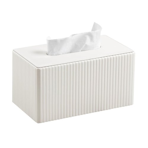 MEIBOOCH Extra Large Tissue Box Cover for Standard Size 180 to 230 Count Box of Tissues, PU Leather Rectangle Tissue Holder with Magnetic Closure (Ivory)
