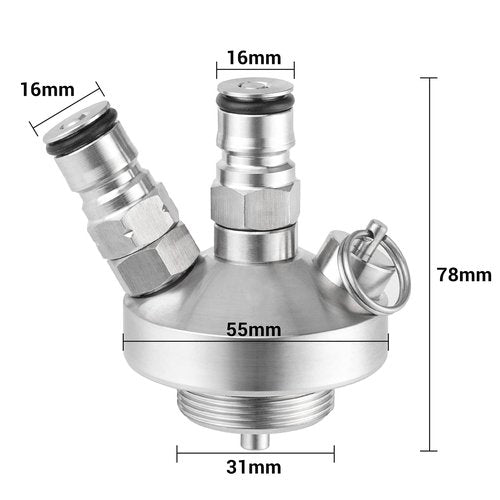 TMCRAFT Mini Keg Dispenser, Stainless Steel Double Ball Lock Mini Keg Spear, Quick Fitting Beer Connector with 50'' Beer Hose for Mini Keg Growler