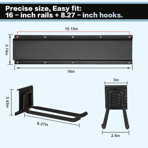 Garage Tool Organizer by [Brand Name] - Wall Mount Storage Rack with 6 Heavy-Duty Hooks | 360lbs Capacity for Broom, Rake & Snow Equipment