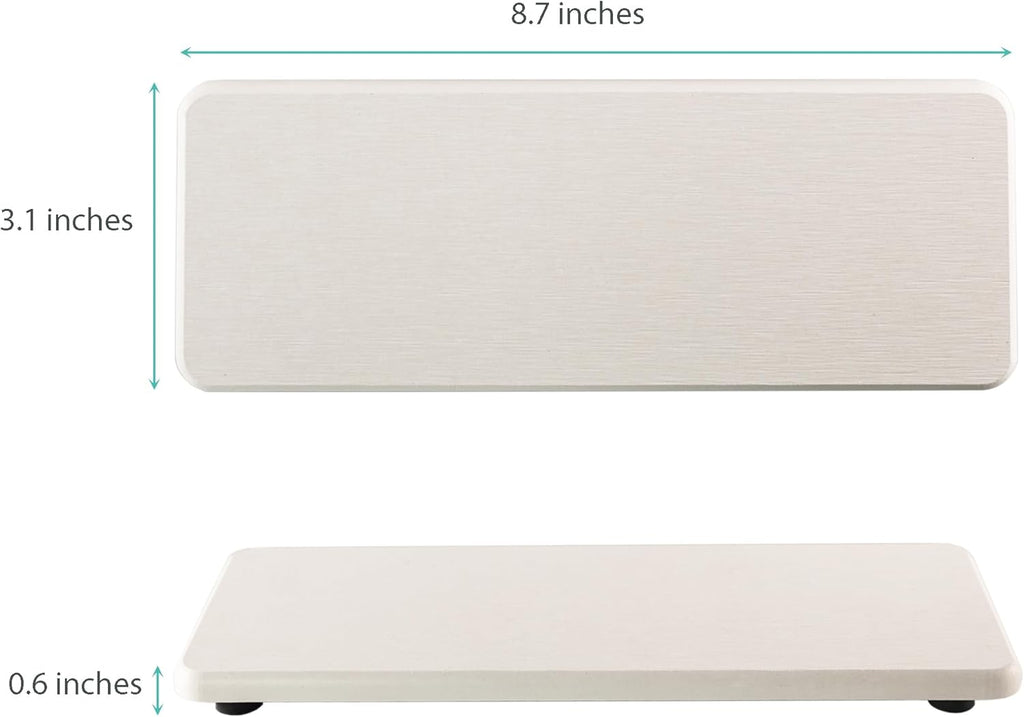 NiuYichee Water Absorbing Stone Trays - Stylish Diatomite Soap Dish for Kitchen & Bathroom | 3.15" W x 8.7" L, White